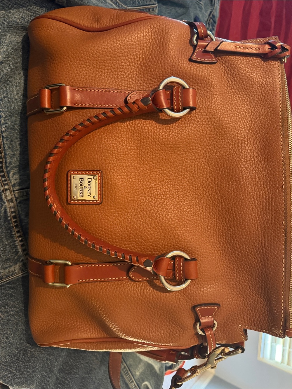 Dooney & Bourke Leather Shoulder Bag in Cognac Brown